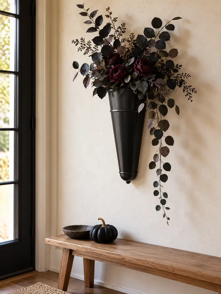 Black Floral Wall Pocket