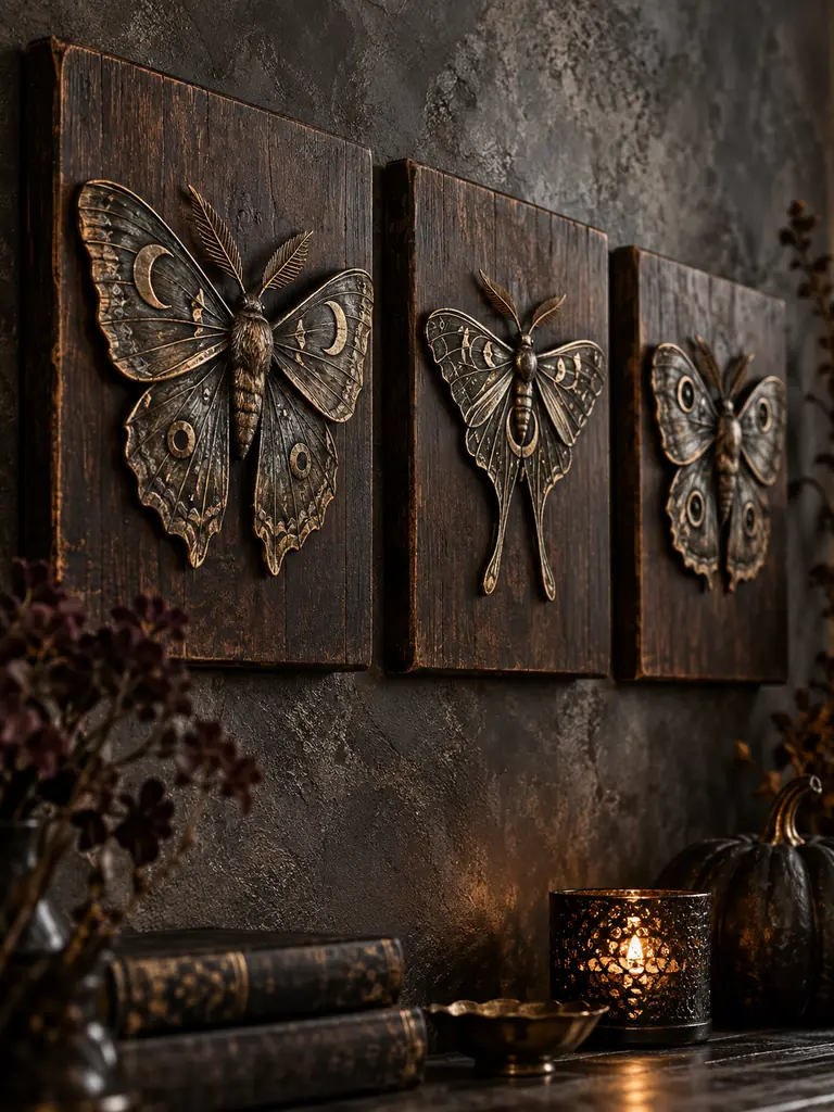 Embossed Moth Plaques