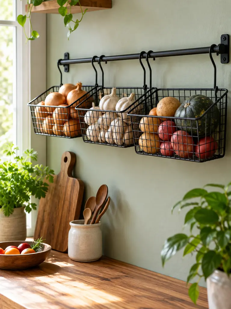 Wall-Rail Produce Baskets