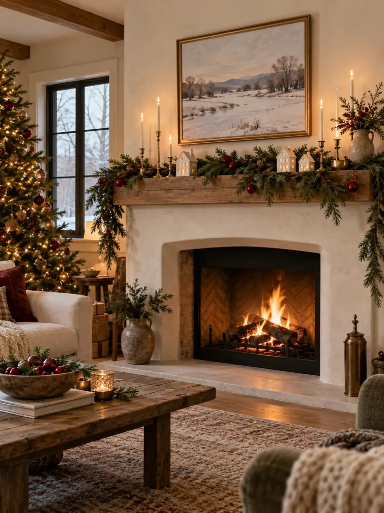 Budget Christmas Mantel Display