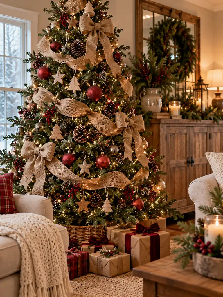 Burlap Christmas Tree Ribbons