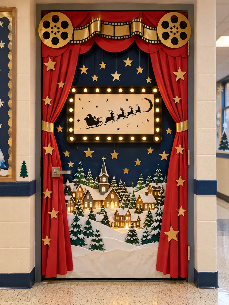 Christmas Movie Night Door