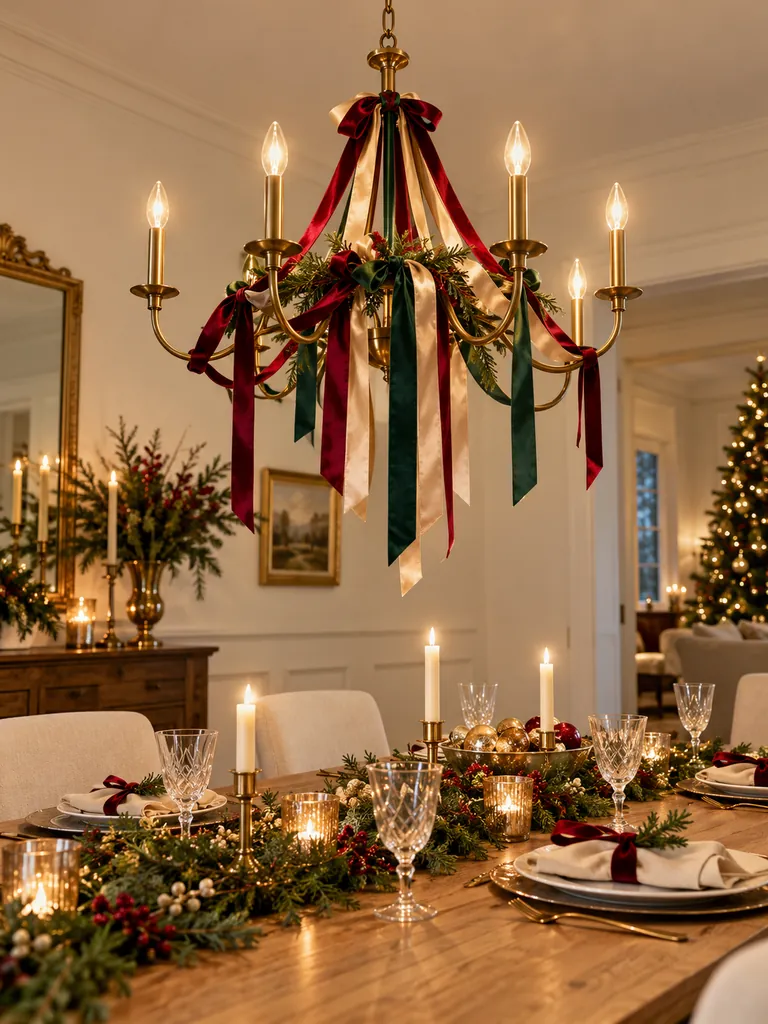 Christmas Ribbon Chandelier