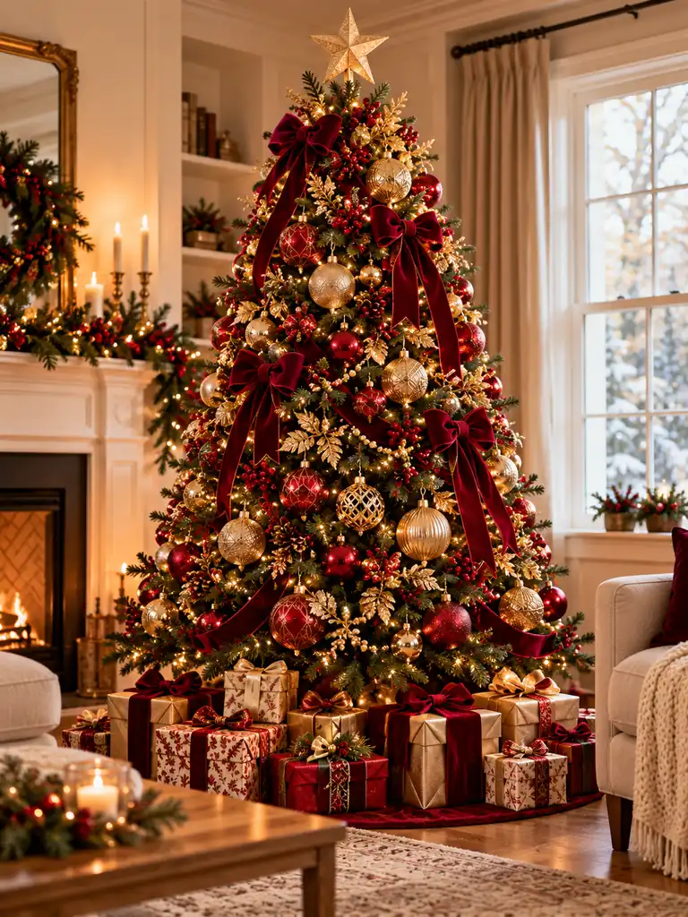 Classic Red and Gold Christmas Tree