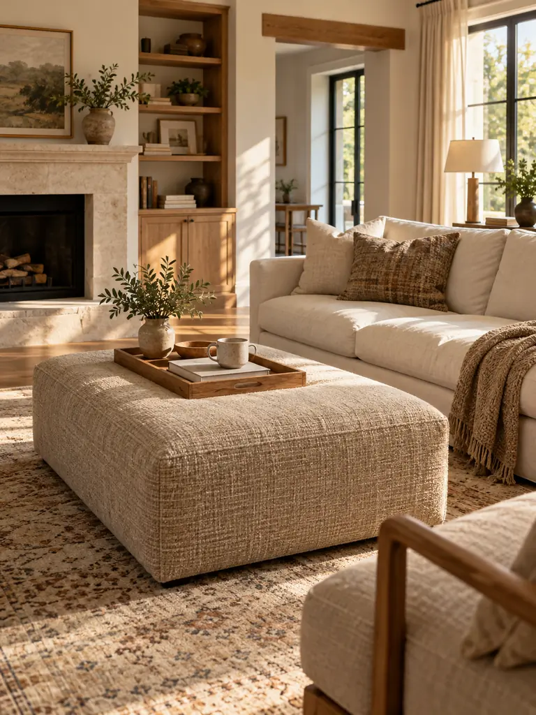 Deep Upholstered Ottoman