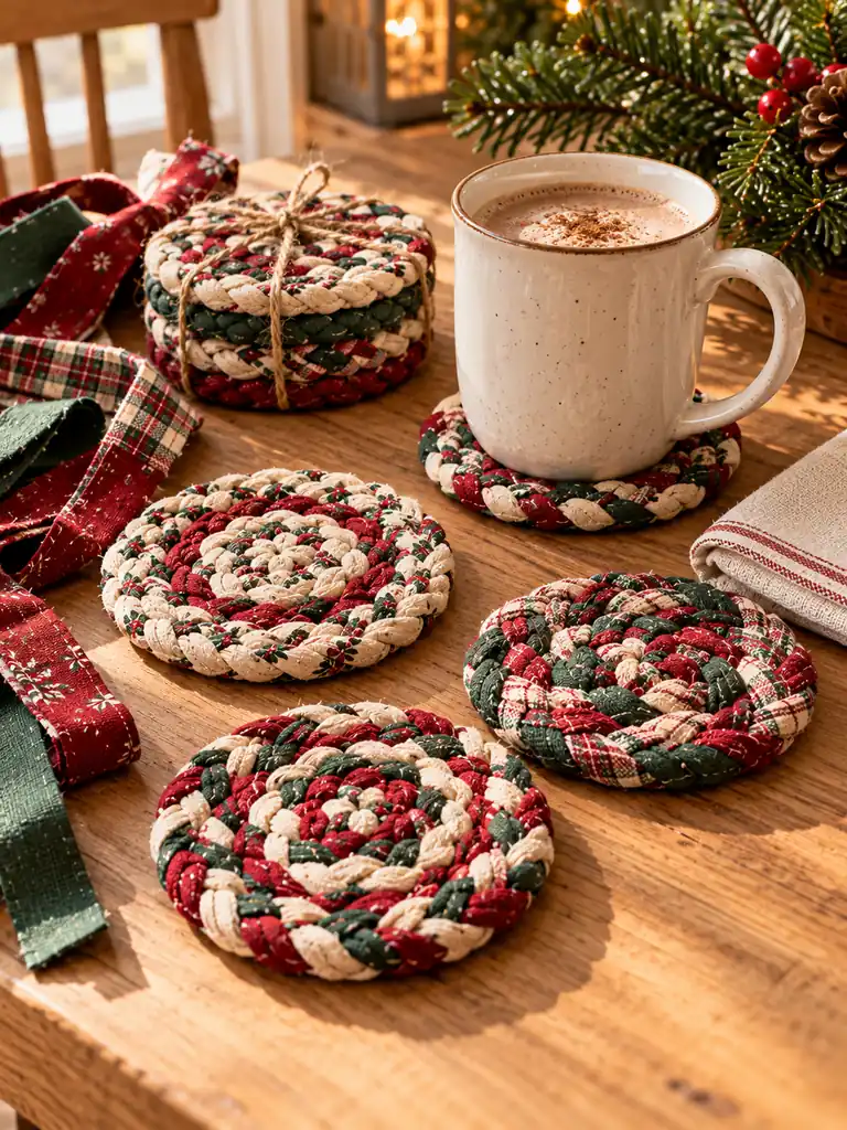 DIY Braided Fabric Coasters