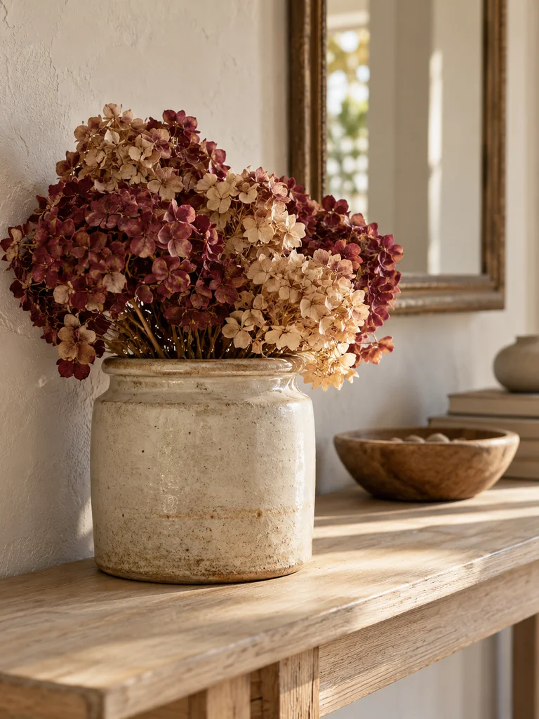 Dried Hydrangea Crock