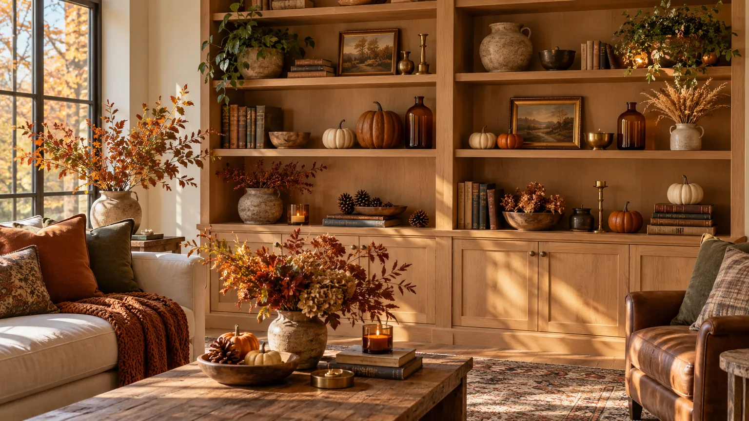 fall shelf decor