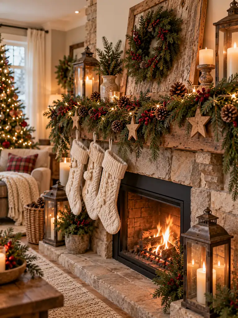Farmhouse Christmas Mantel