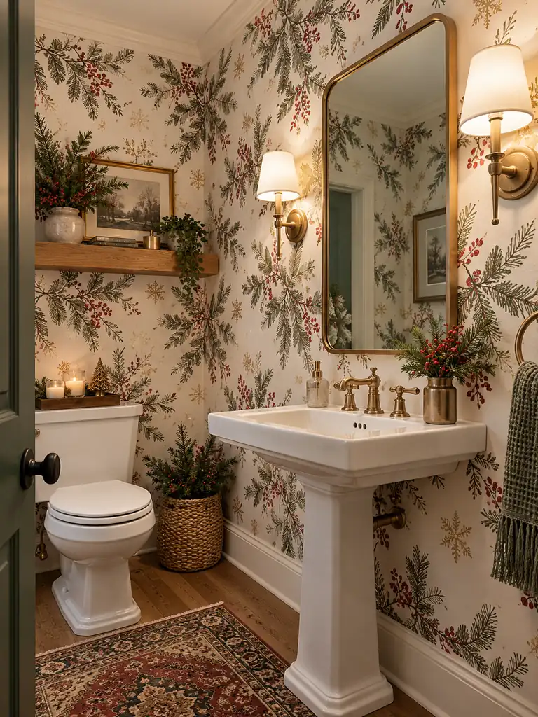 Festive Bathroom Wallpaper