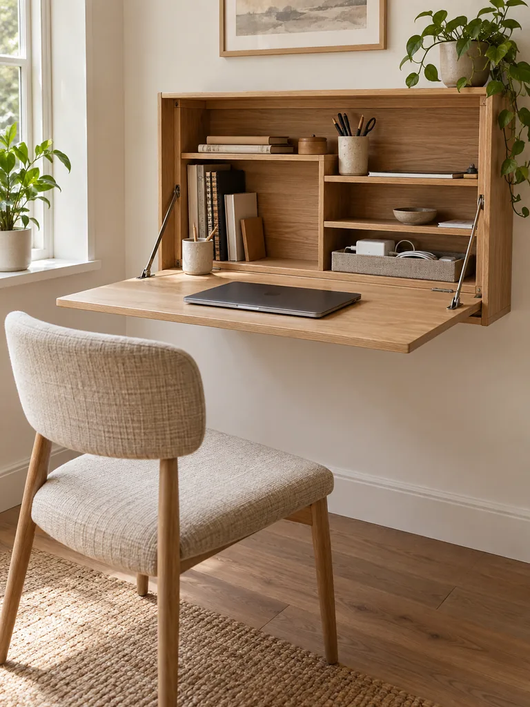 Fold-Down Desk Storage