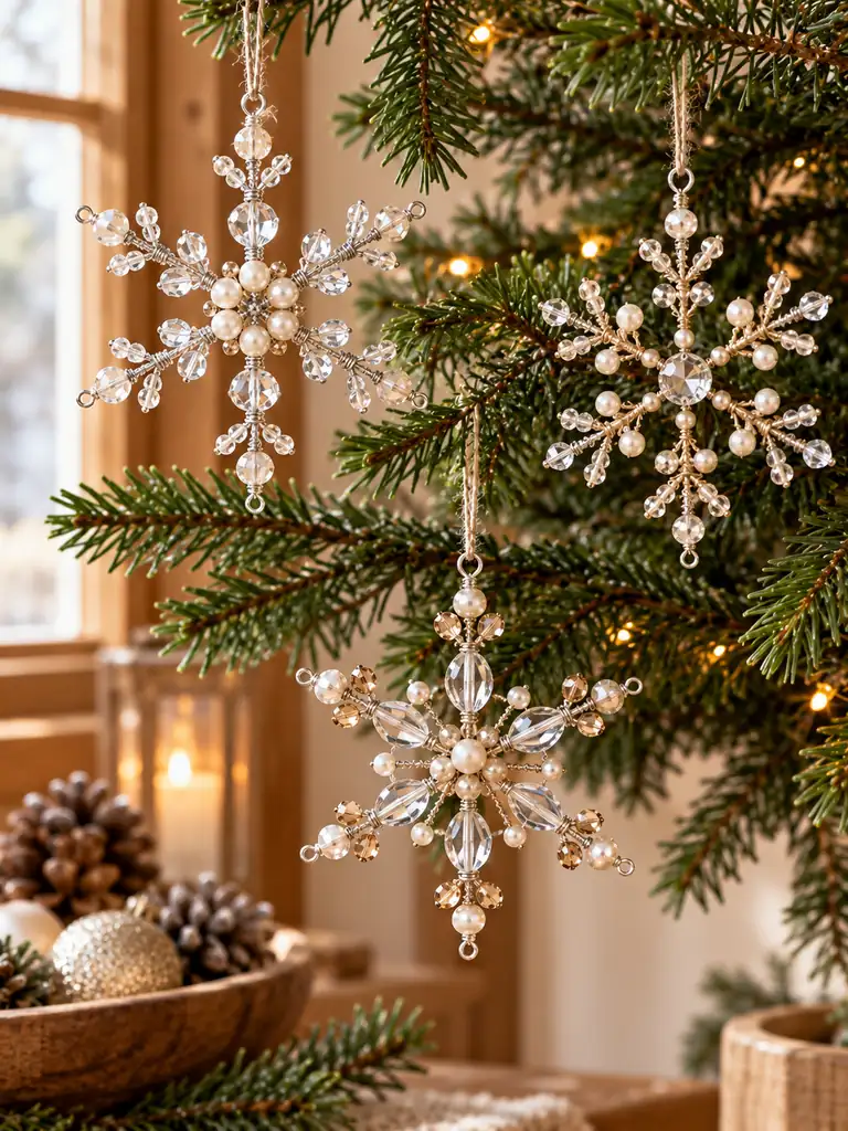 Handmade Beaded Snowflakes