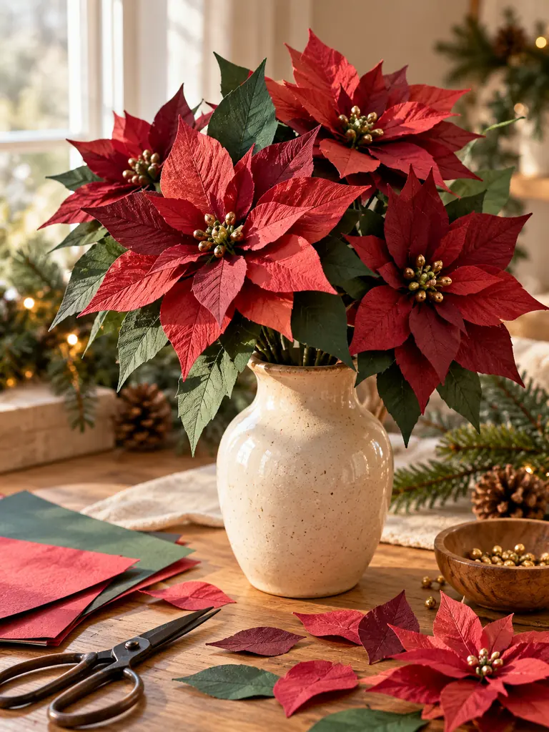 Handmade Paper Poinsettias
