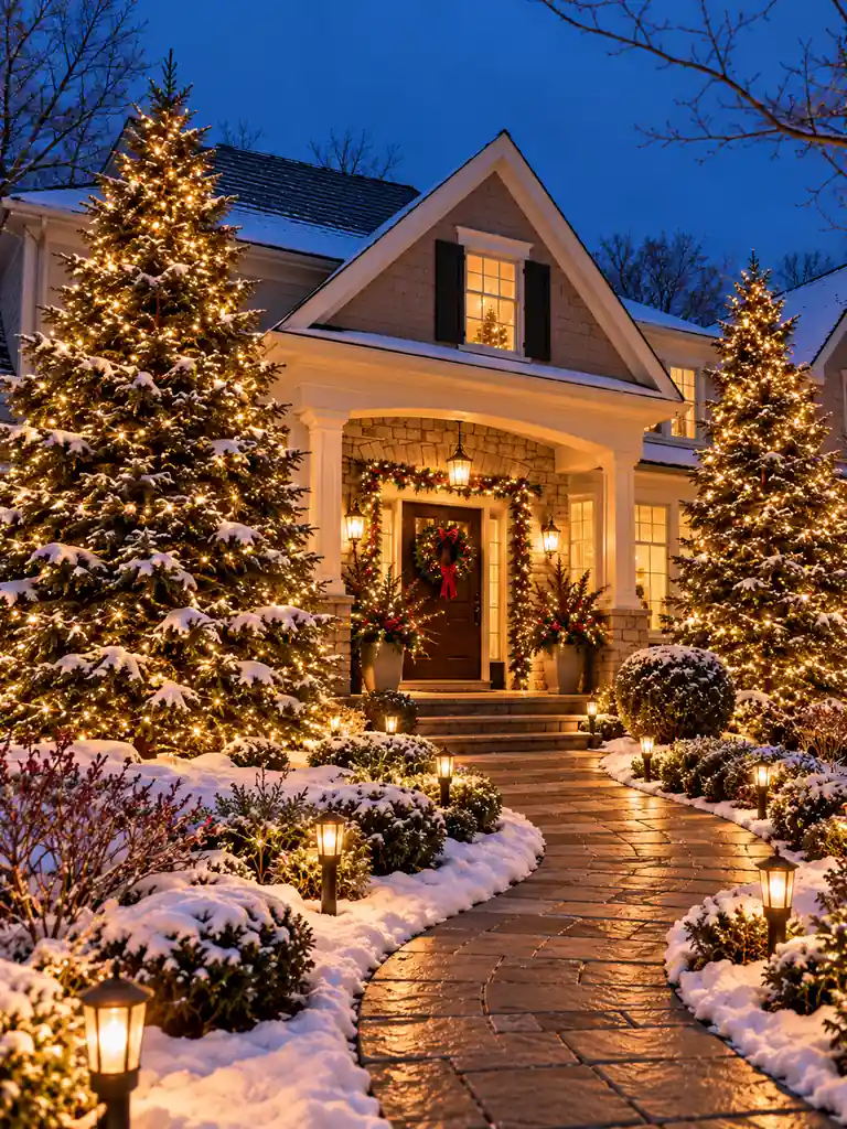 Illuminated Evergreen Trees