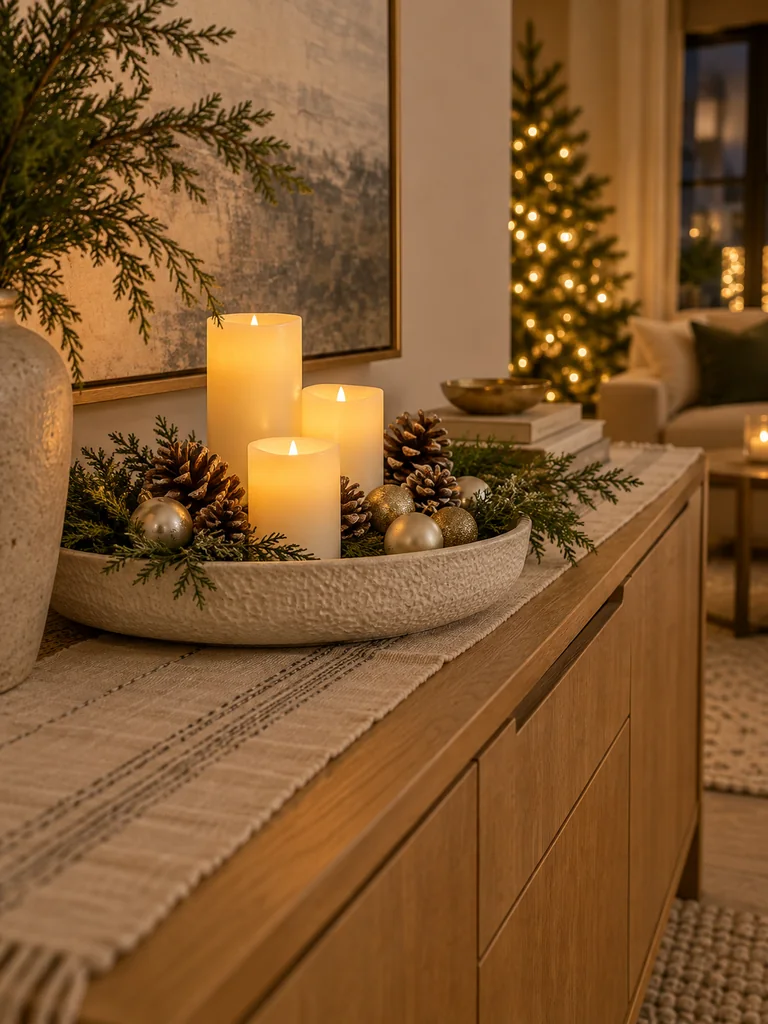 Neutral Christmas Candle Display