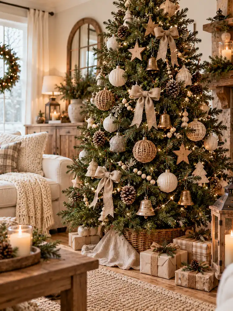 Neutral Farmhouse Christmas Ornaments