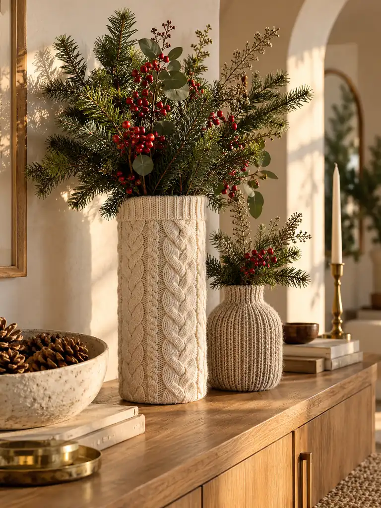 Repurposed Sweater Vase Covers