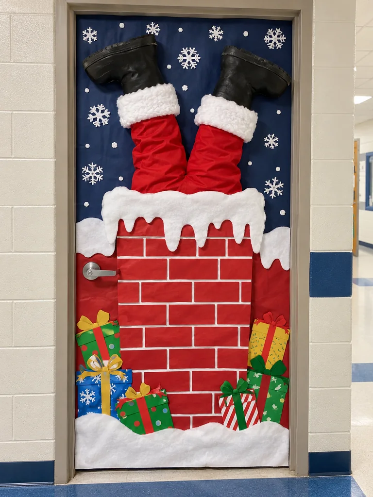 Santa Stuck in Chimney Door
