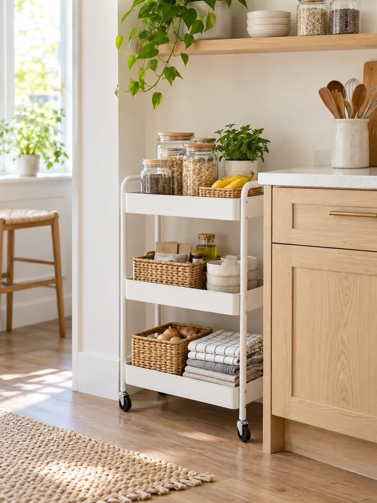 Slim Kitchen Rolling Cart