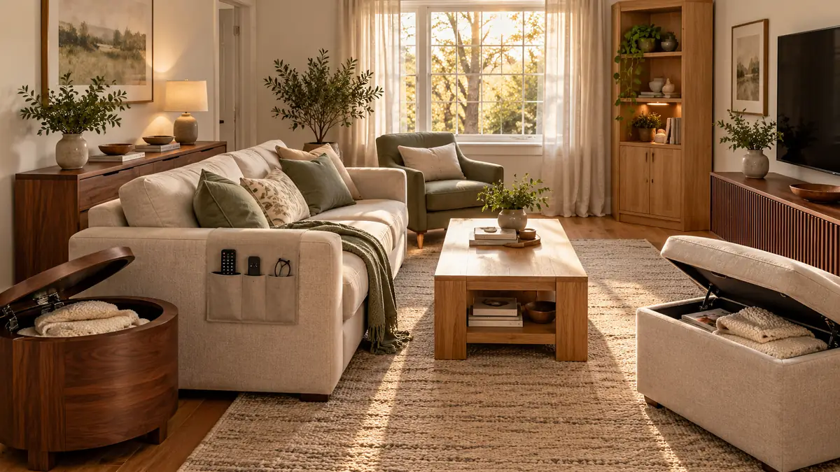 23 Small Living Room Storage Ideas to Hide Daily Clutter