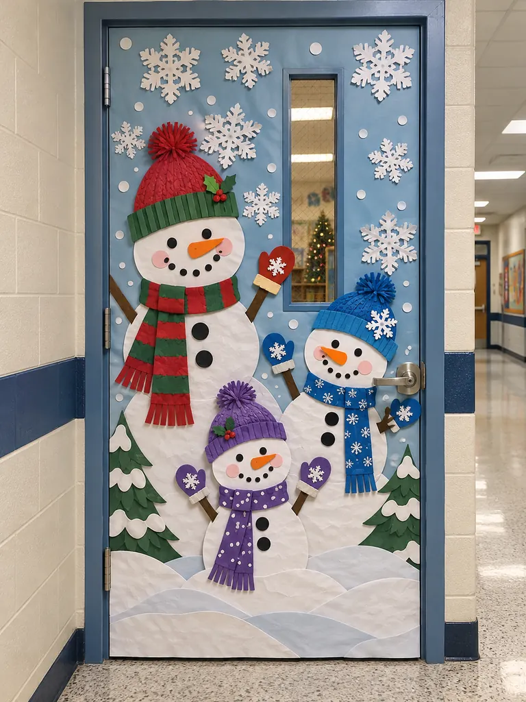 Snowman Family Door