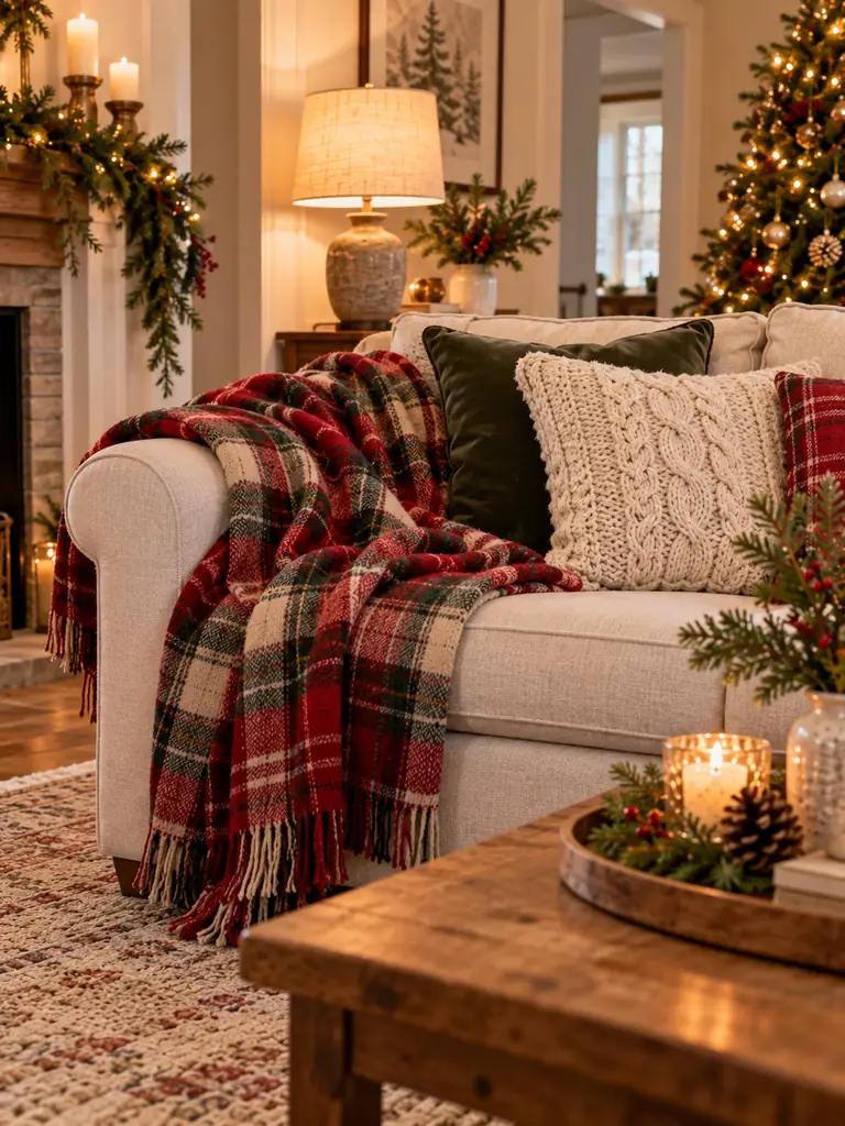 Soft Plaid Holiday Textiles