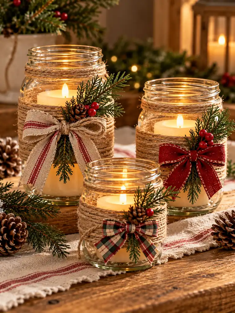 Twine-Wrapped Candle Holders