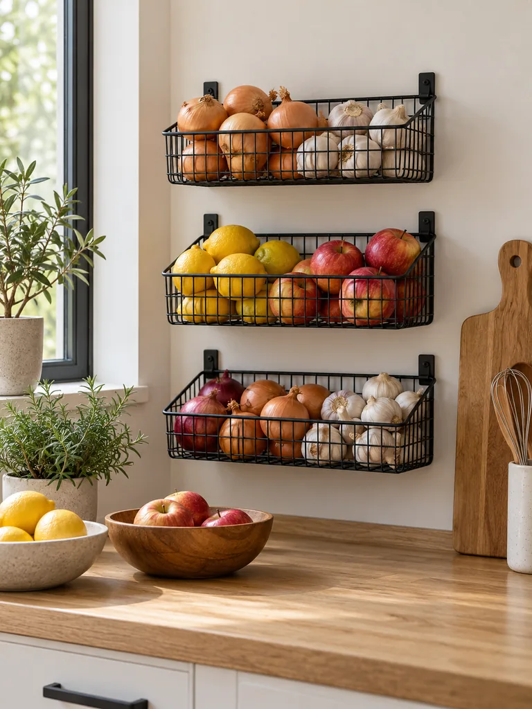 Wall-Mounted Produce Baskets