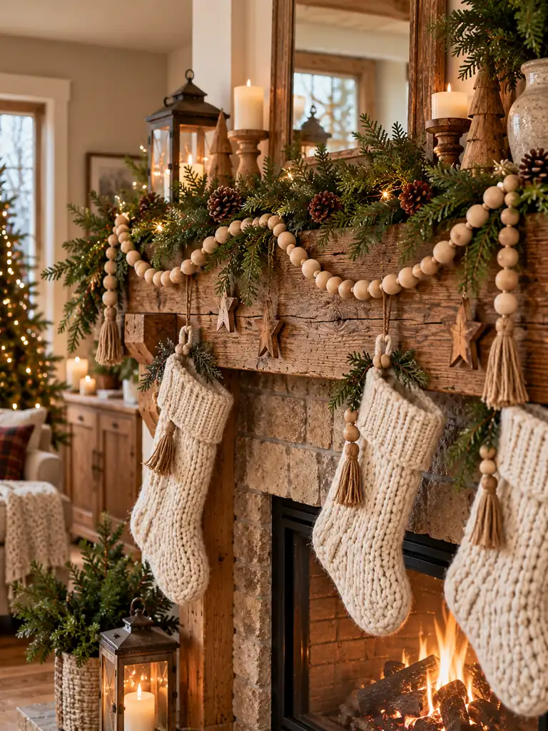 Wooden Bead Christmas Garland